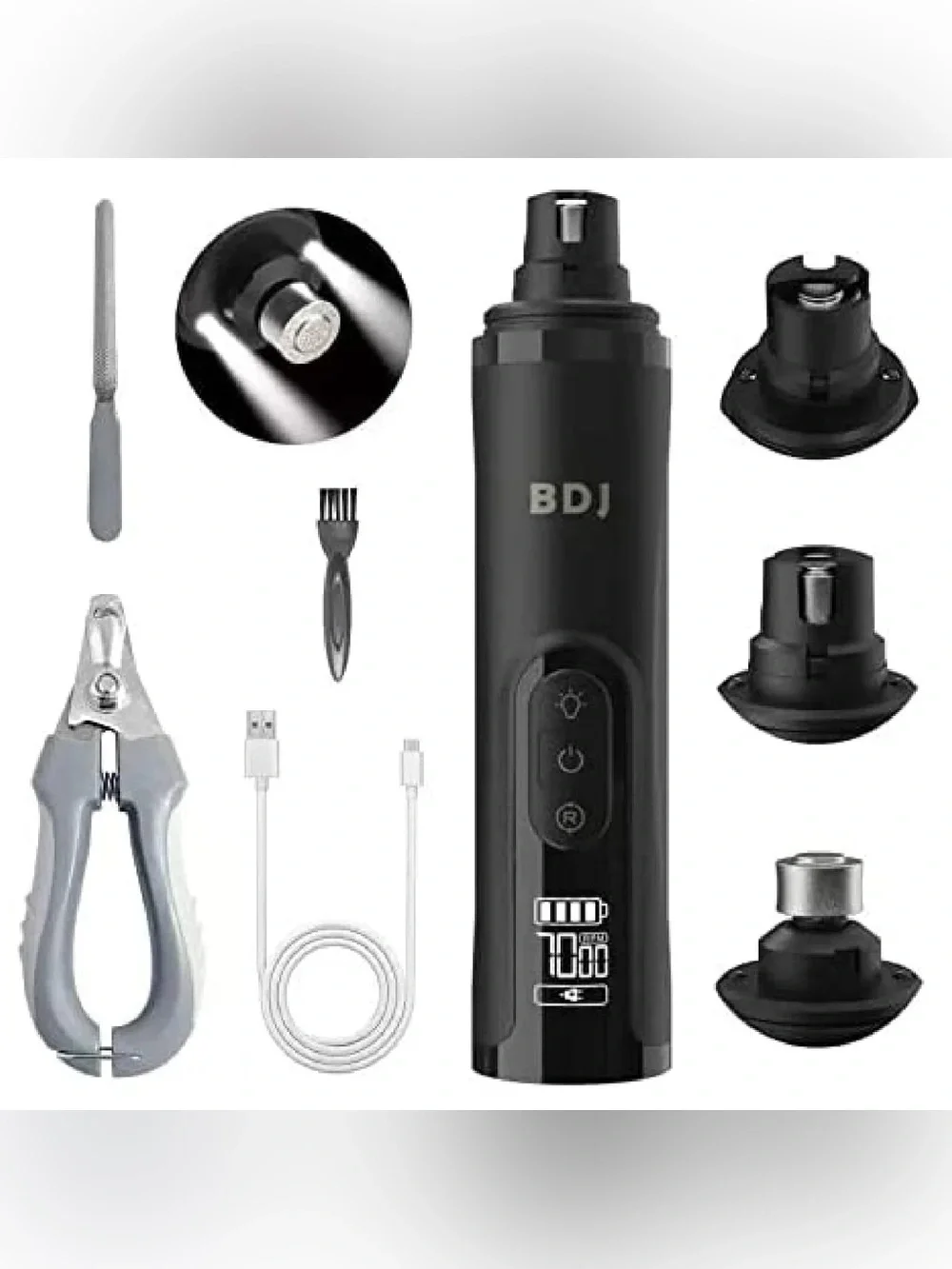 BDJ Dog Nail Grinder | 3 Speed | Rechargeable | Electric Nail Clipper